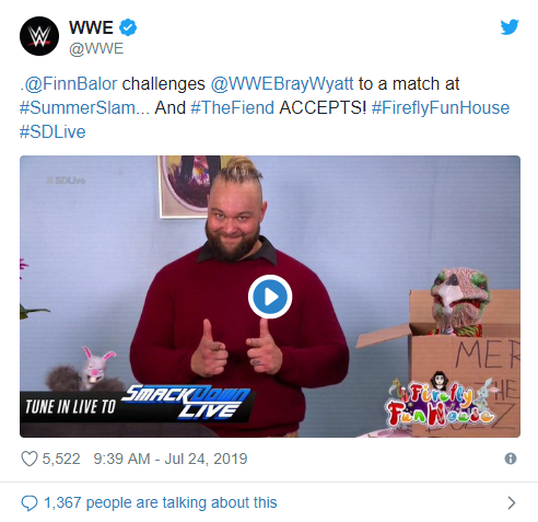 Bray Wyatt Vs. Finn Balor为WWE SummerSlam确认