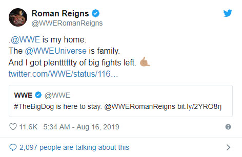 WWE台柱罗曼雷恩斯合约即将到期是走还是留