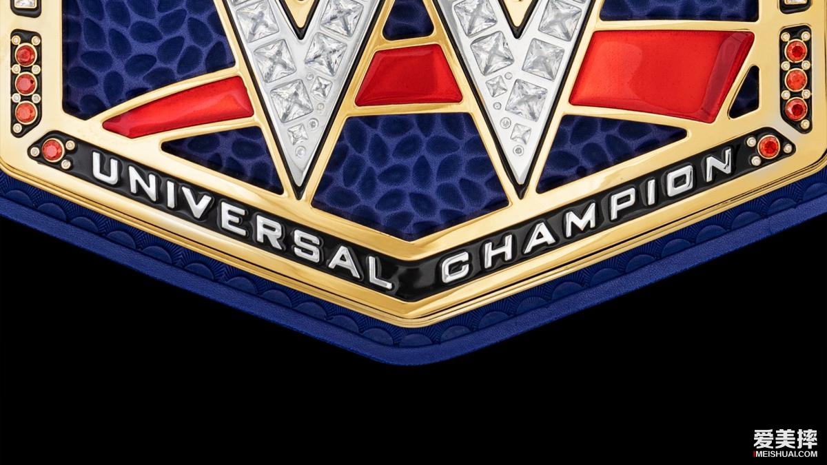 恶魔·布雷怀亚特的蓝色WWE环球冠军腰带细节