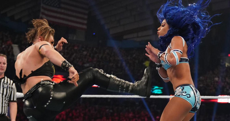 莎夏班克斯和娜塔莉亚对战NXT选手雷亚里普利