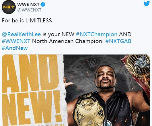 胖子的逆袭！基斯·李成为NXT首位双料冠军