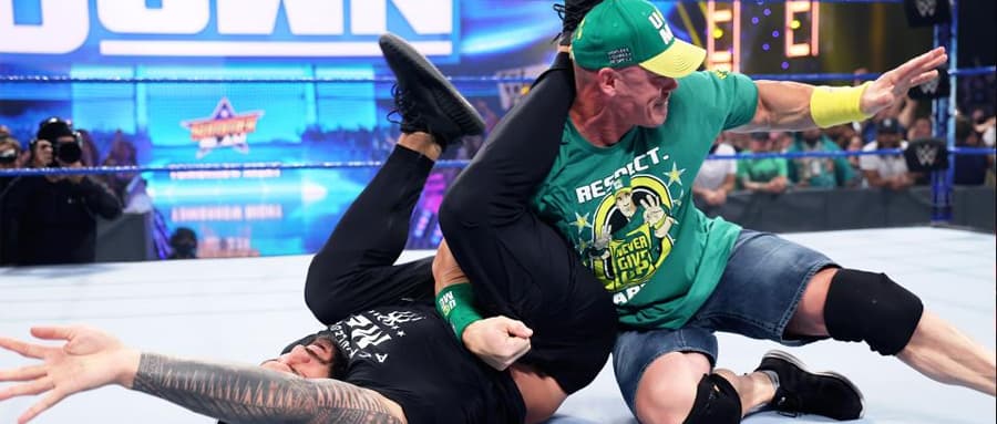 WWE SmackDown第1148期：罗曼雷恩斯表示要和约翰塞纳在夏日狂潮大赛上打一场WWE环球冠军头衔赛