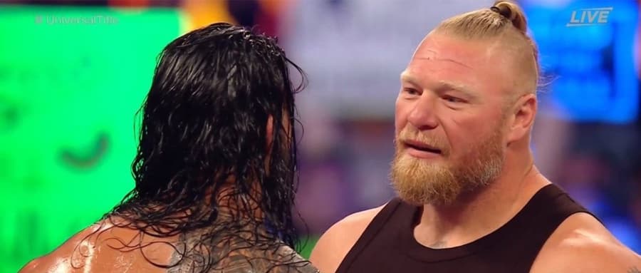 猛兽布洛克莱斯纳在WWE环球冠军赛结束后回归，并且盯上了罗曼雷恩斯！