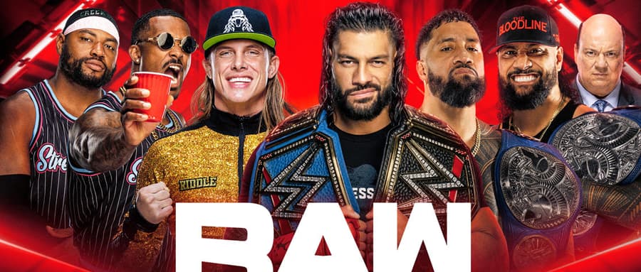 WWE RAW 第1522期：在一场六人大战中，老铁，街头小子和血统发生冲突